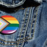 Gender identity symbol on denim fabric
